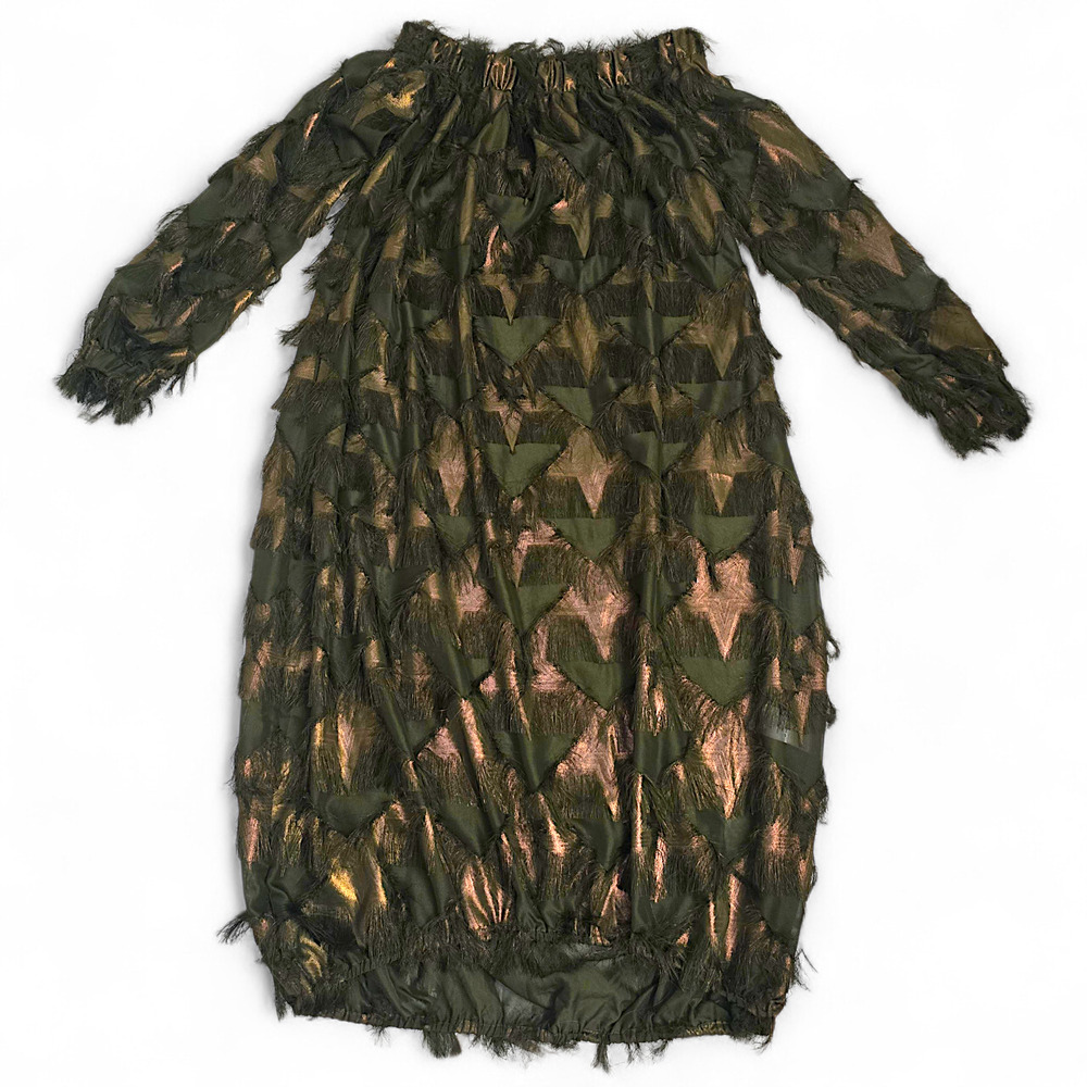 Julia Allert Olive Bronze Star Textured Off Shoulder Dress NWT XS